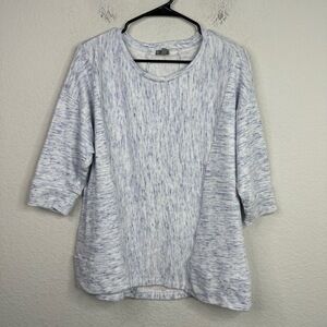 T By TALBOTS Shirt Womens 2X Blue White Popover Athletic Lounge Gym Workout Yoga